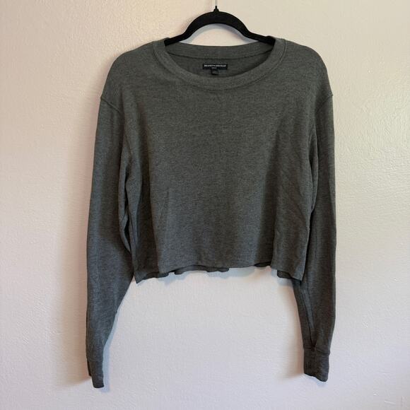 Brandy Melville Women's Cropped Pullover Crew Neck Sweatshirt One Size Green - Picture 1 of 8